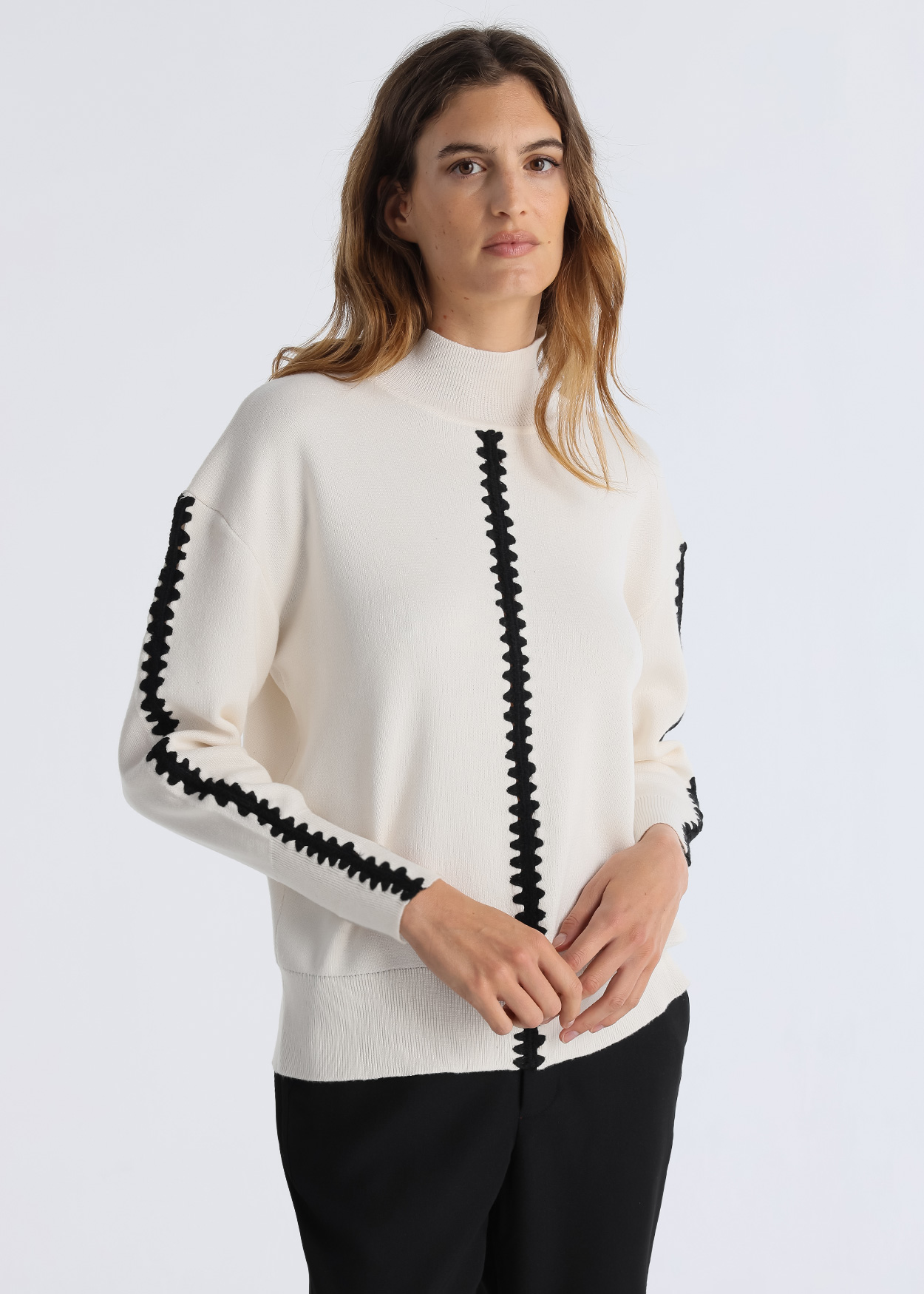 Camisola com gola pixie Senhora Bege