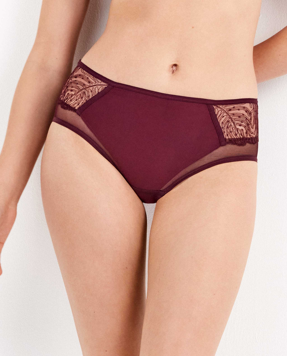 Cuecas detalhes transparentes Vermelho