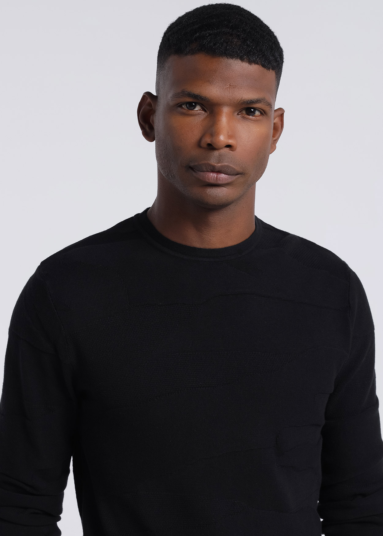 Camisola de gola redonda Preto