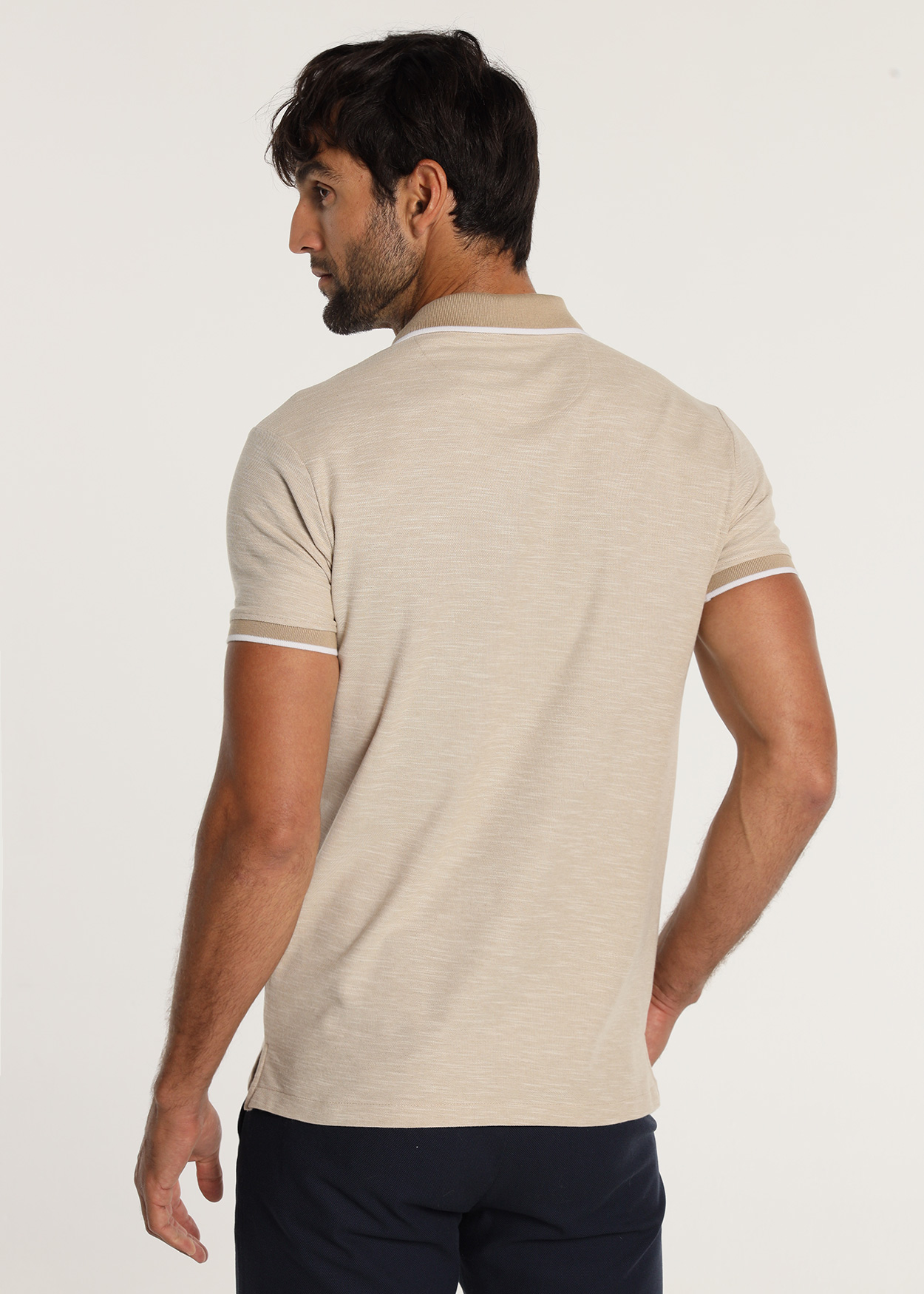 Pólo de piqué de manga curta Castanho