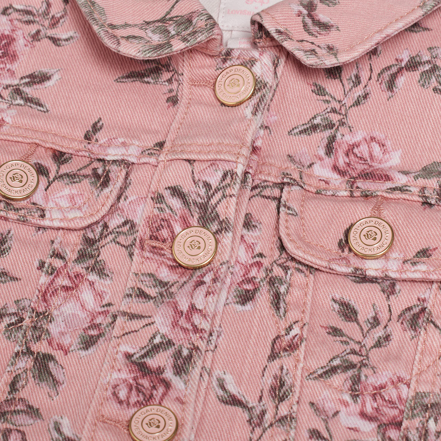 Casaco de Ganga Floral Menina Rosa