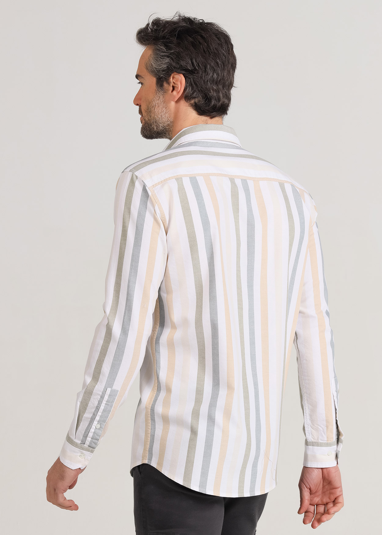 Camisa Oxford Manga Comprida Multicor