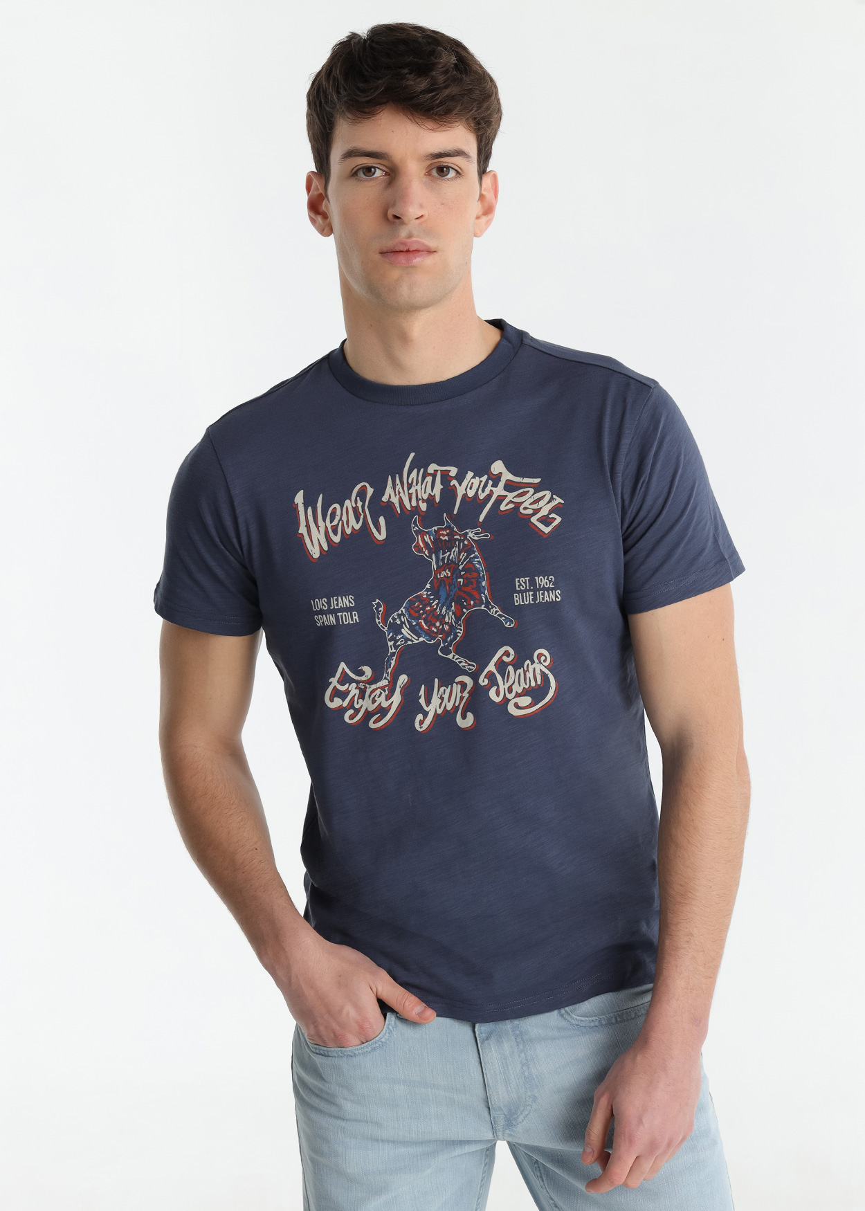 T-Shirt Gráfica Homem Azul