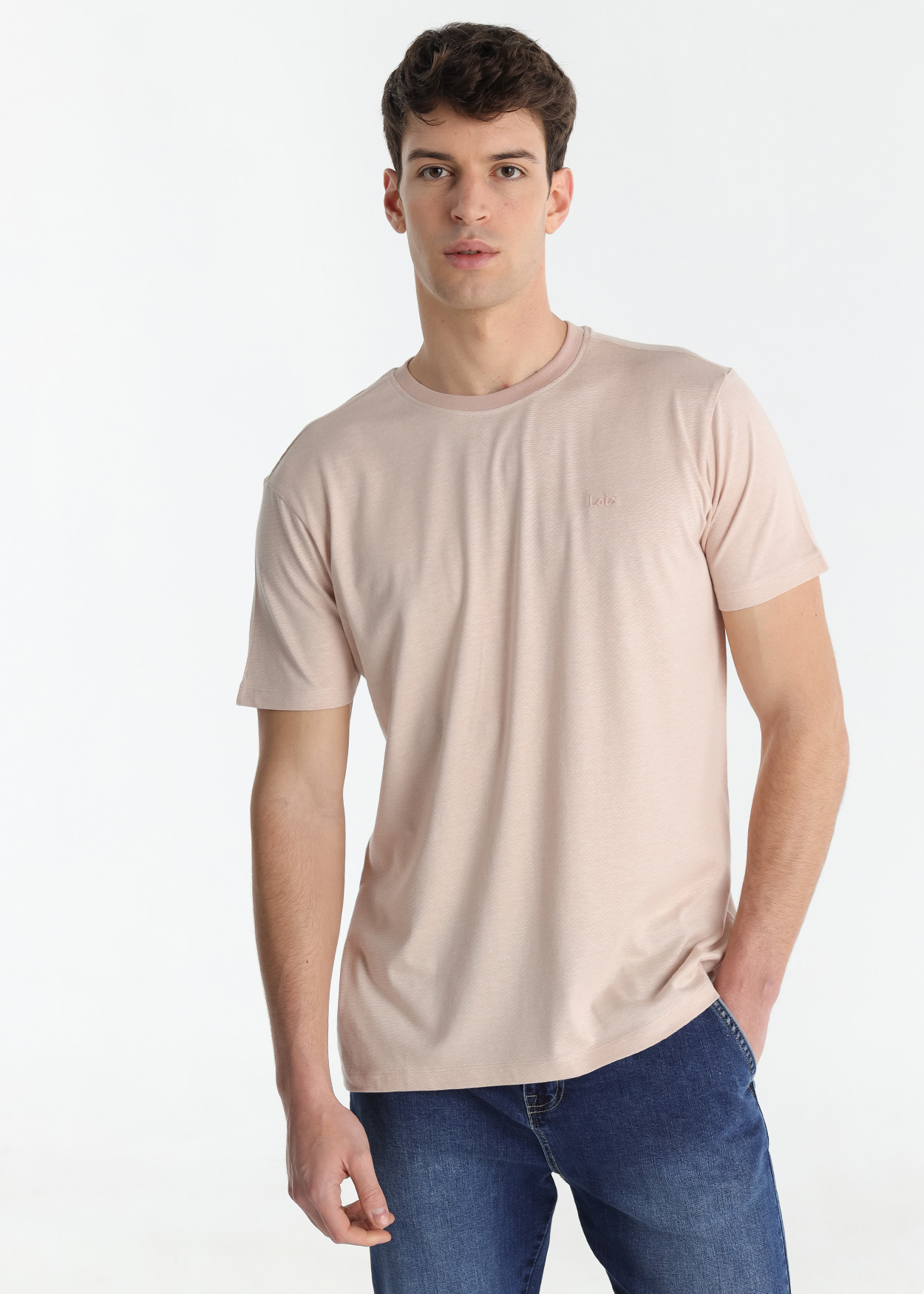 T-Shirt básica logo Lois Homem Rosa