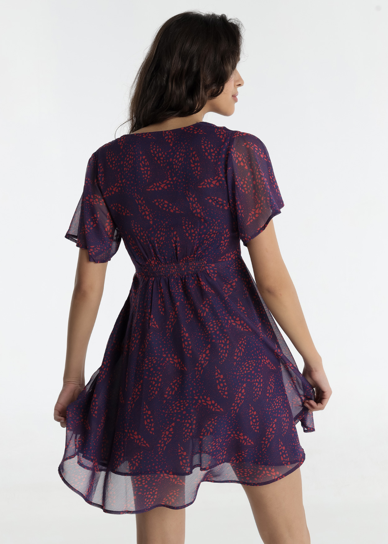 Vestido Curto decote em V Senhora Multicolorido