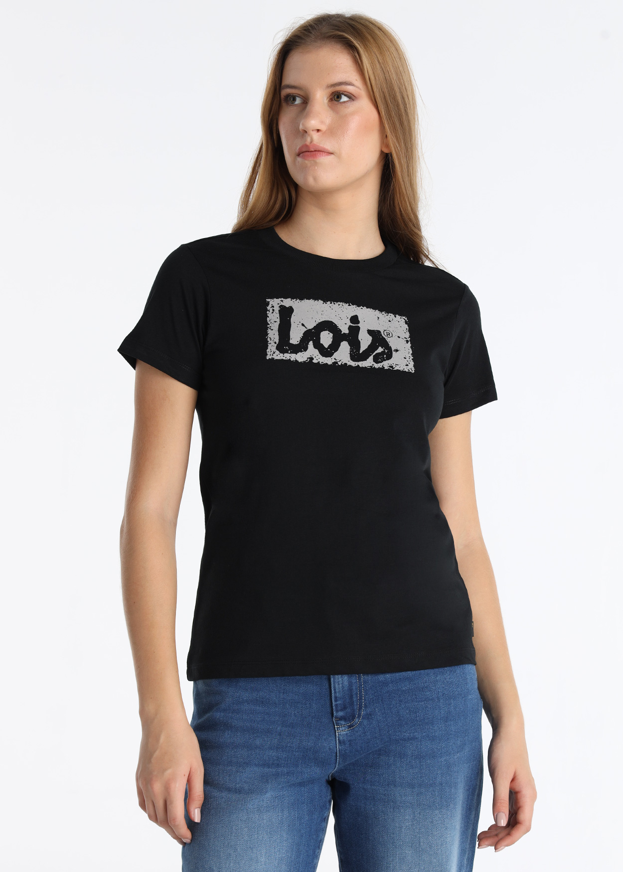 T-Shirt básica logo Lois Senhora Preto
