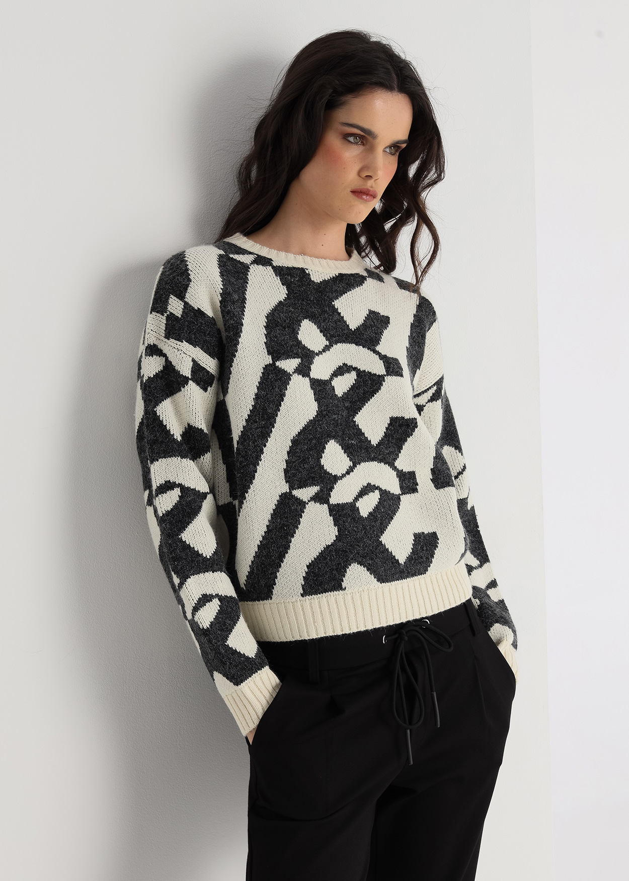 Camisola de gola redonda Senhora Multicolorido