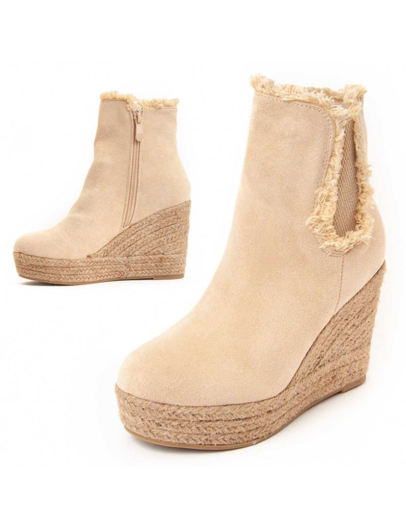 Botins de Cunha Senhora Bege