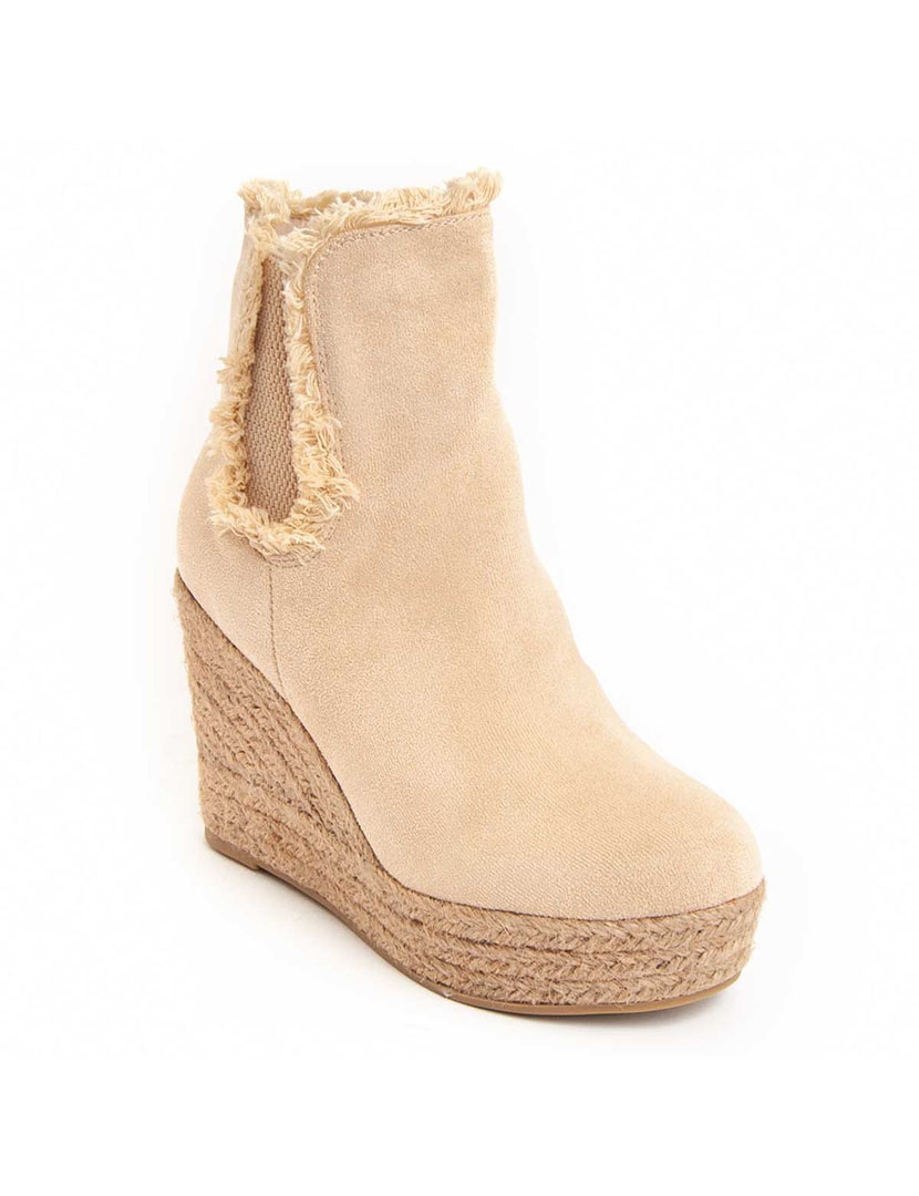 Botins de Cunha Senhora Bege