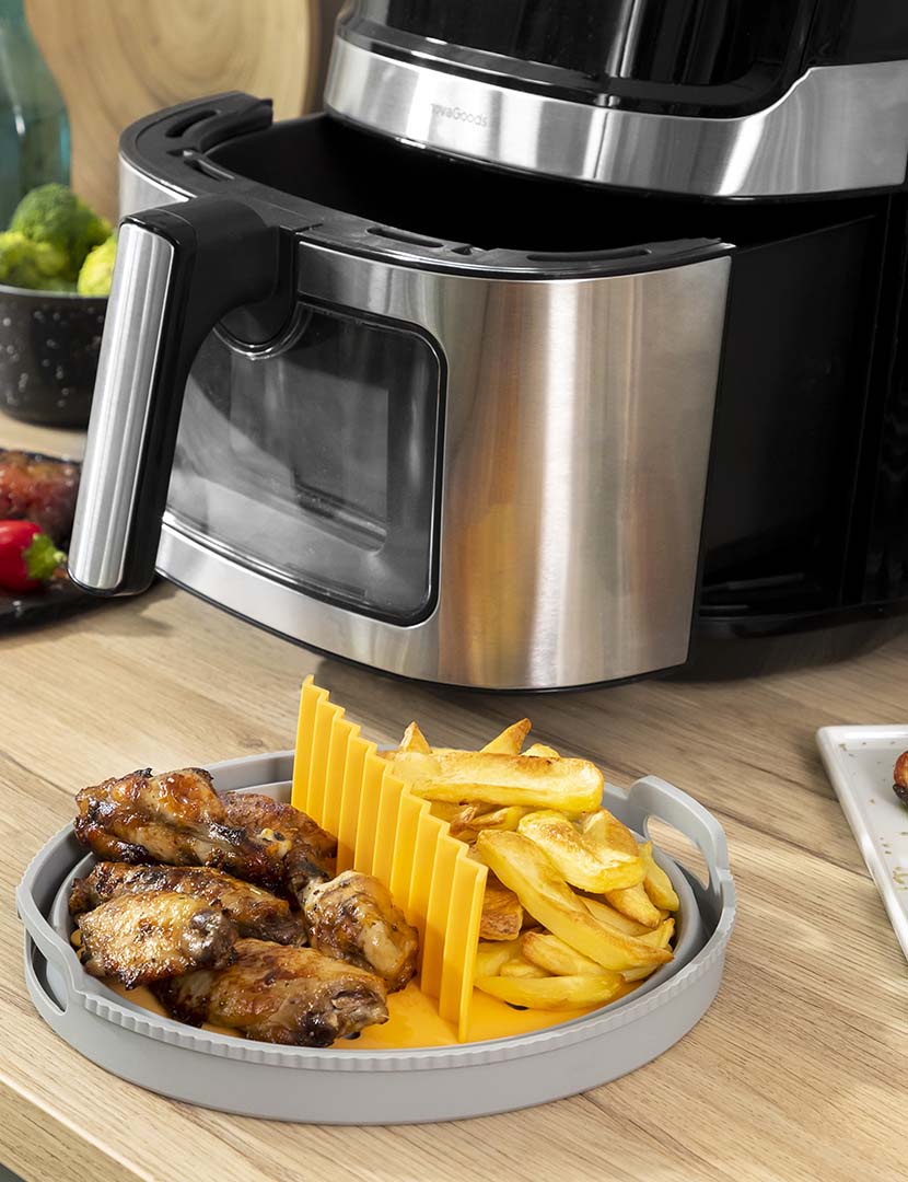 Conjunto 2 Cestos Silicone Dobrável  Air Fryer Fliynner
