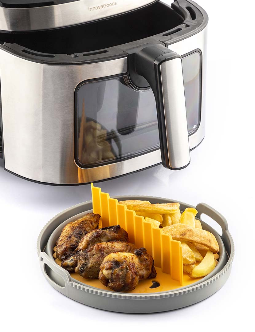 Conjunto 2 Cestos Silicone Dobrável  Air Fryer Fliynner