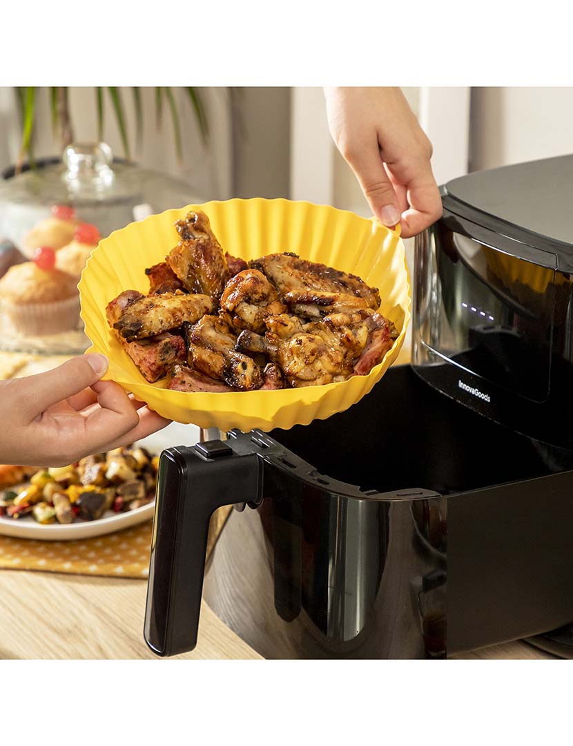 Conjunto 2 Cestos Silicone + Pincel Air Fryer Mollicon