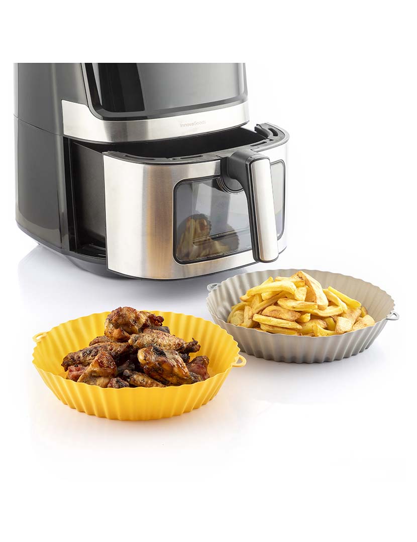 Conjunto 2 Cestos Silicone + Pincel Air Fryer Mollicon