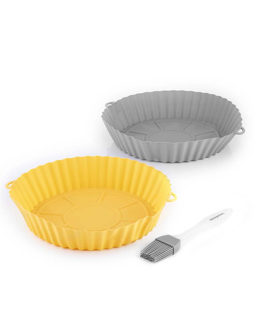 Conjunto 2 Cestos Silicone + Pincel Air Fryer Mollicon