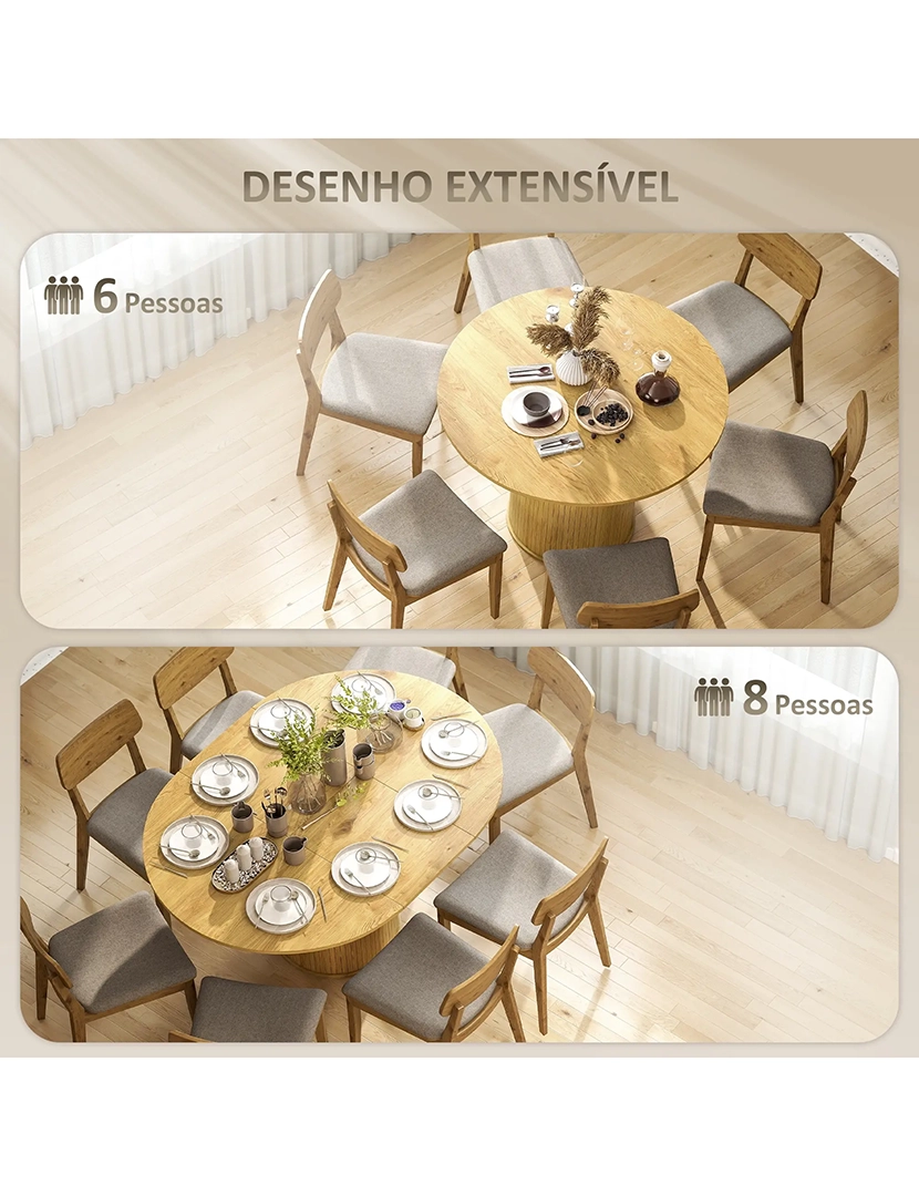 Mesa Jantar Extensível Redonda Madeira/Natural