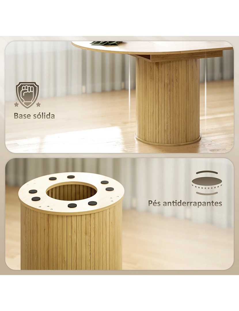 Mesa Jantar Extensível Redonda Madeira/Natural