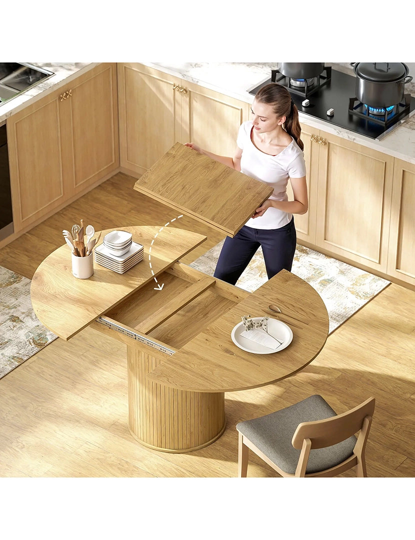 Mesa Jantar Extensível Redonda Madeira/Natural