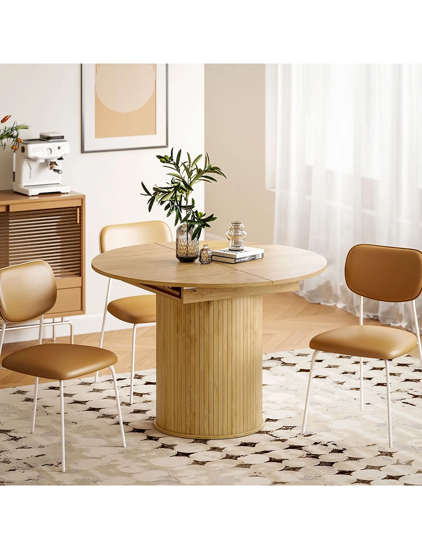 Mesa Jantar Extensível Redonda Madeira/Natural