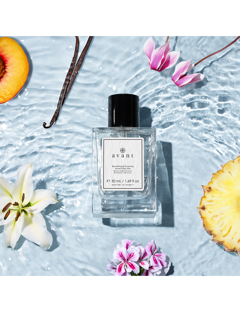 Bruma perfumada revitalizante e protetora para cabelos