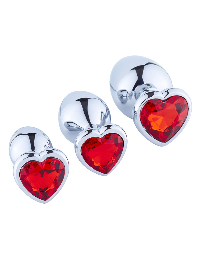 Plug Anal - Conjunto de 3 tamanhos S, M, L - Massajador Prostático - Vermelho