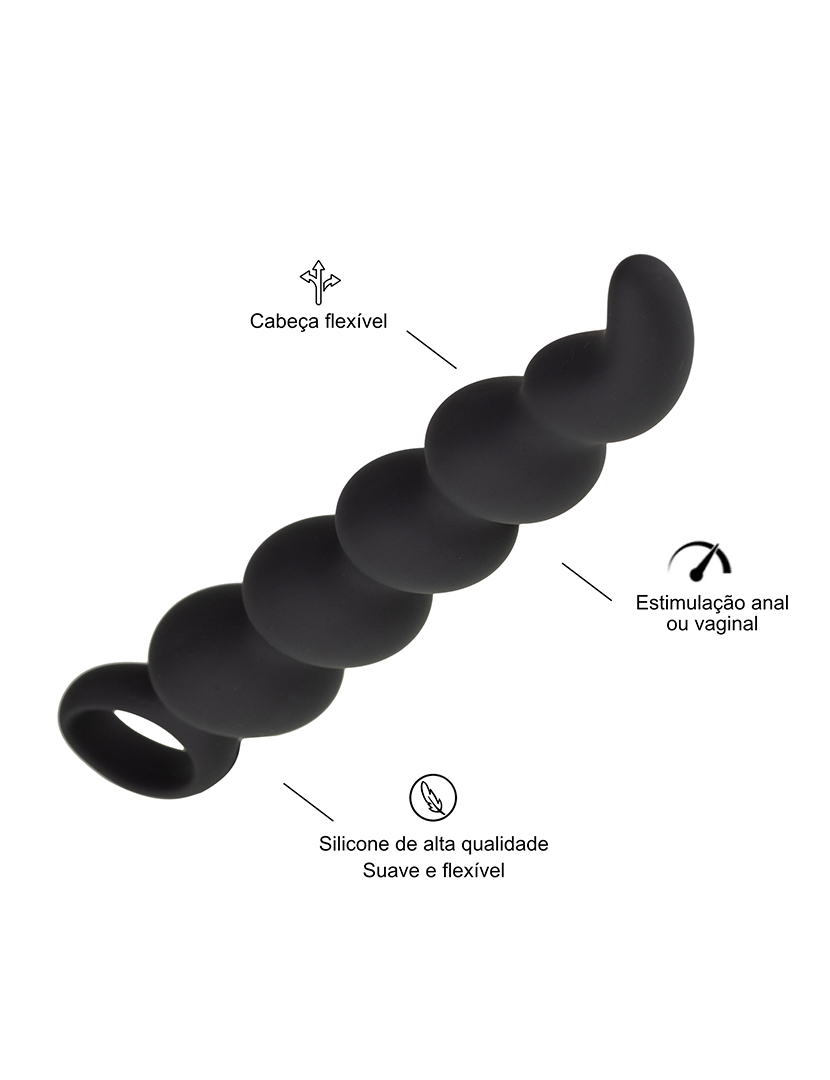 Rosário Anal - Rosário Vaginal - Massajador Prostático - Preto