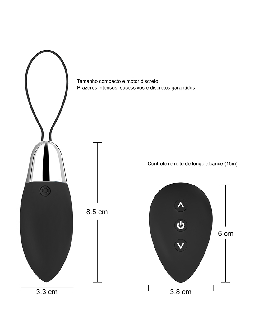Ovo vibratório - Controlo remoto - 11 programas - Preto