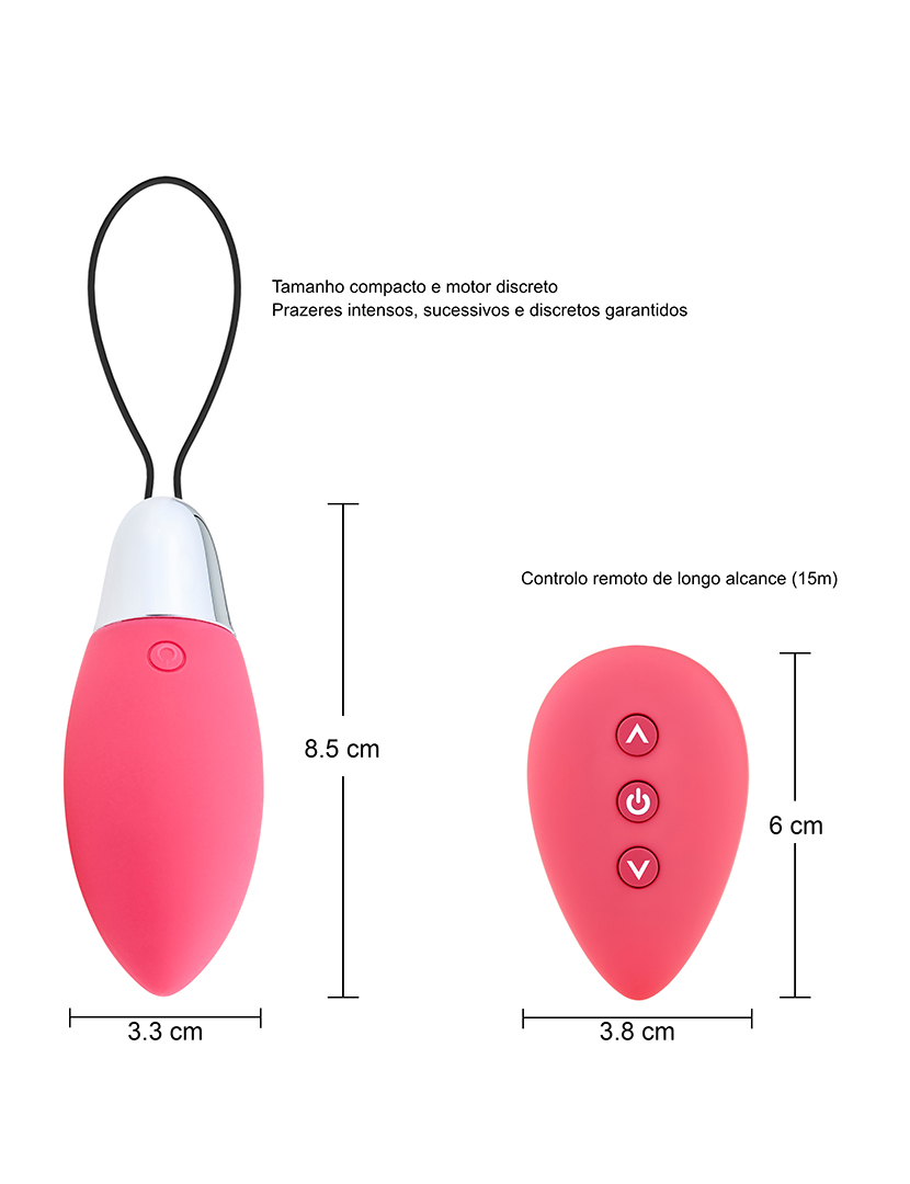 Ovo vibratório - Controlo remoto - 11 programas - Rosa