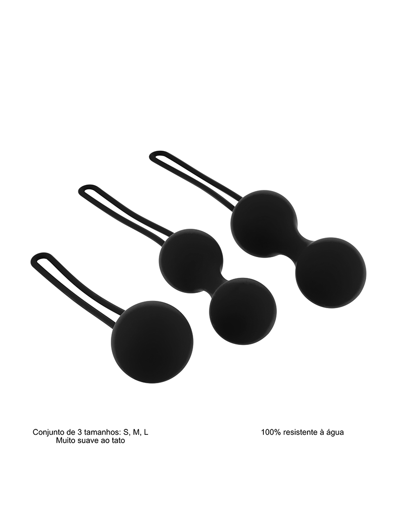 Bolas de gueixa - Conjunto de 3 dimensões - Melhoramento do pavimento pélvico - Preto