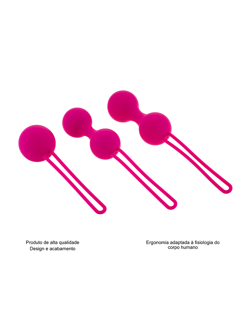 Bolas de gueixa - Conjunto de 3 dimensões - Melhoramento do pavimento pélvico - Rosa