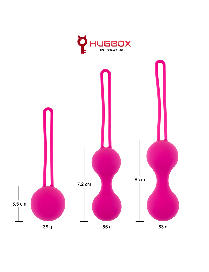 Bolas de gueixa - Conjunto de 3 dimensões - Melhoramento do pavimento pélvico - Rosa