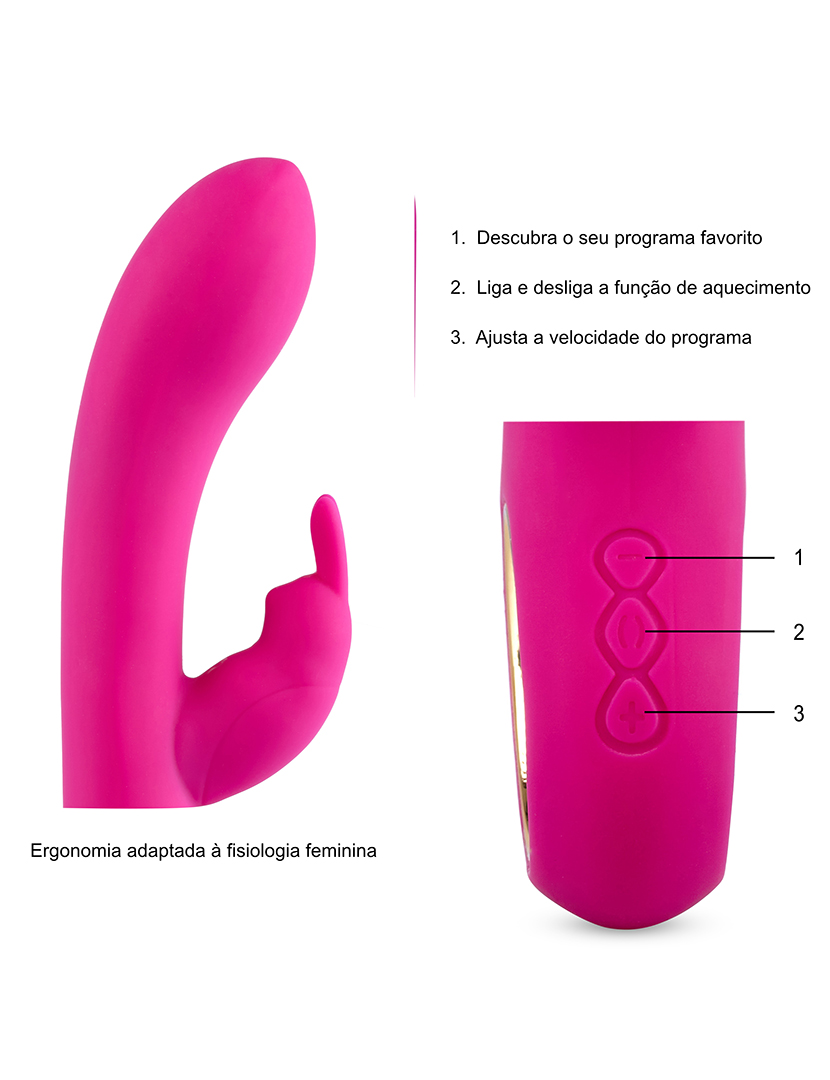 Vibrador Rabbit - Opção de aquecimento - 50 programas - Rosa