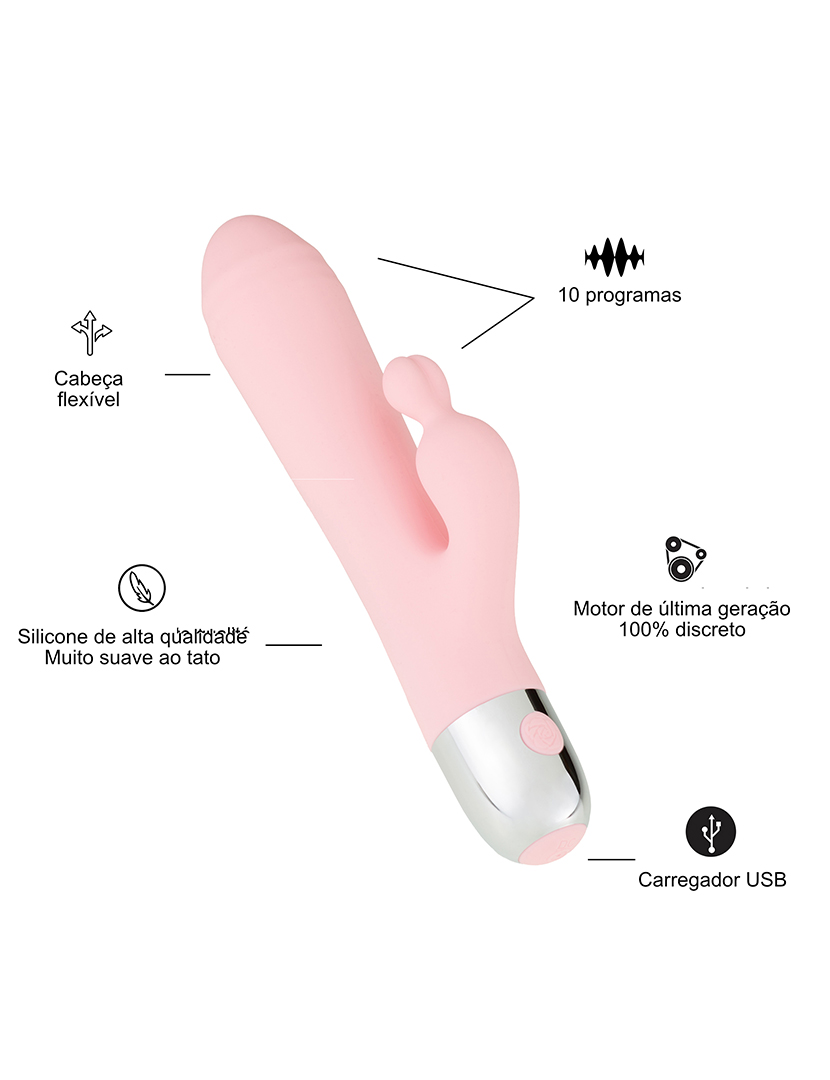 Vibrador Rabbit - 10 programas - Rosa