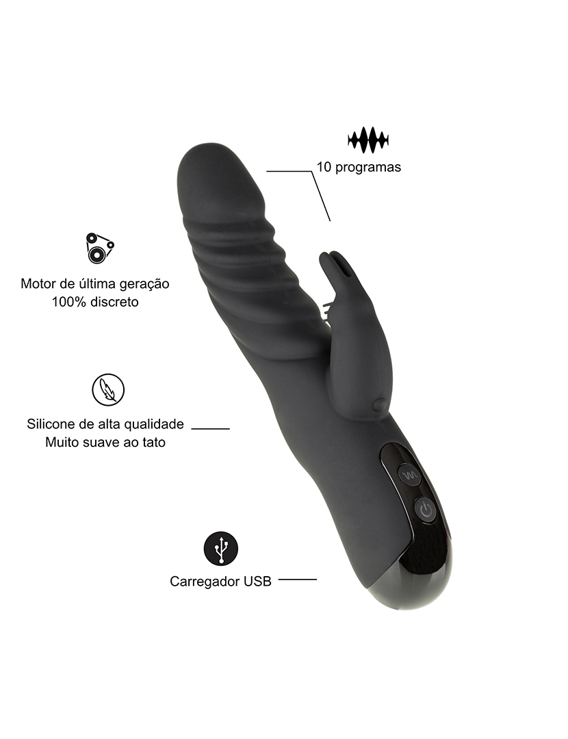 Vibrador Rabbit - 10 programas - Preto