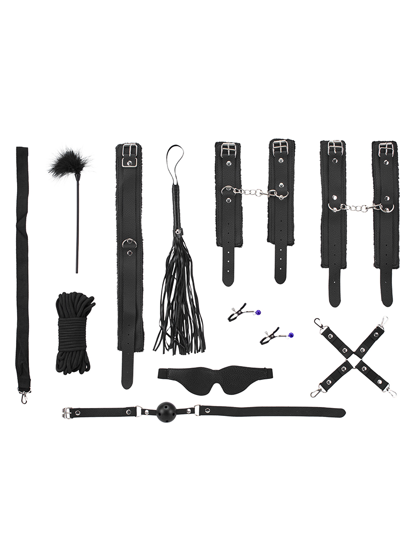 Acessórios BDSM vermelhos - conjunto de 10 peças