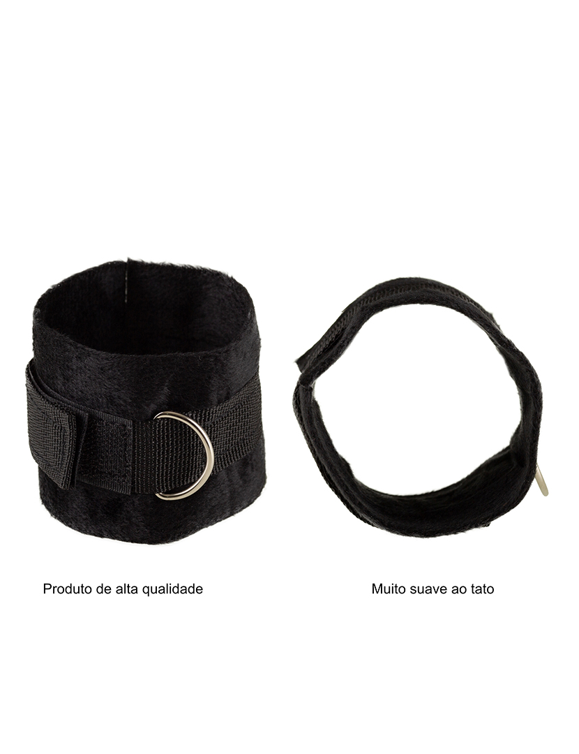 Kit de fixação da cama - Kit Bondage - Conjunto SM - 4 Algemas e 4 Correias - Preto