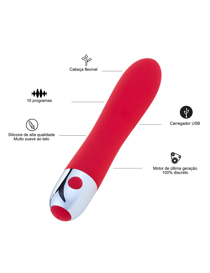 Vibrador feminino - Ponto G - 10 programas - Vermelho