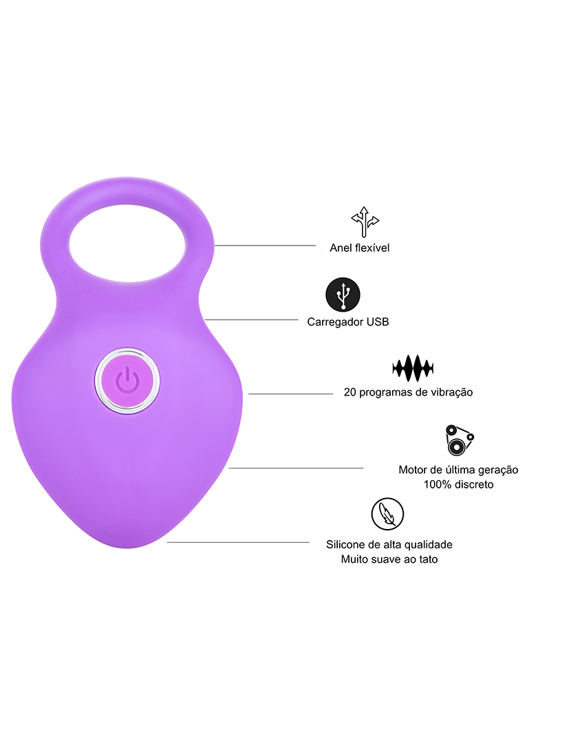 Anel vibratório - Estimulador do clitóris - 10 programas - Púrpura