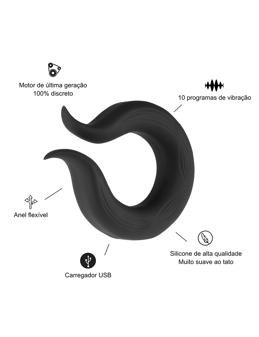 Anel vibratório - Estimulador do clitóris - 10 programas - Preto