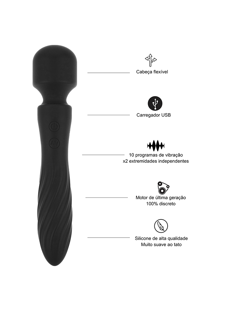 Vibrador Wand - Ponto G - 20 programas - Preto