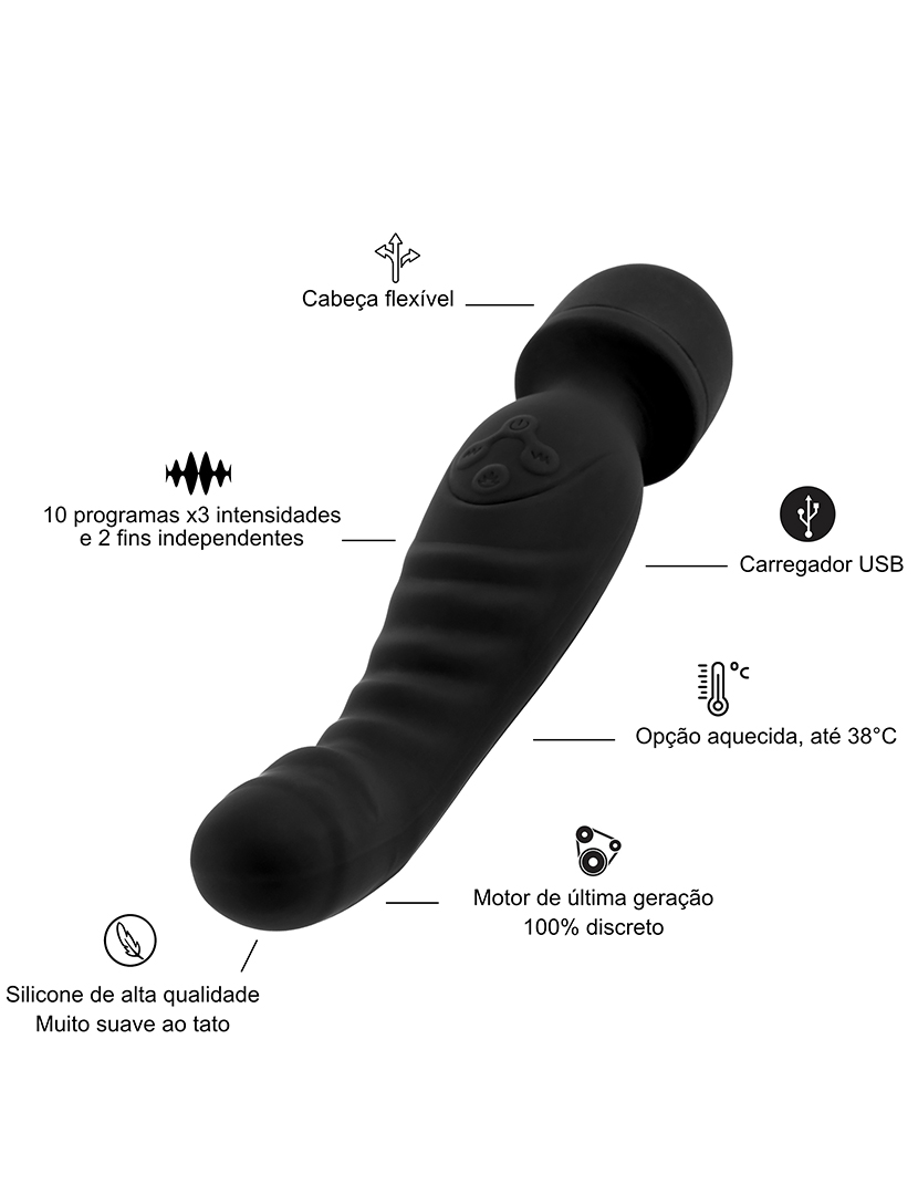 Vibrador Wand - Opção de aquecimento - 7 programas - Preto