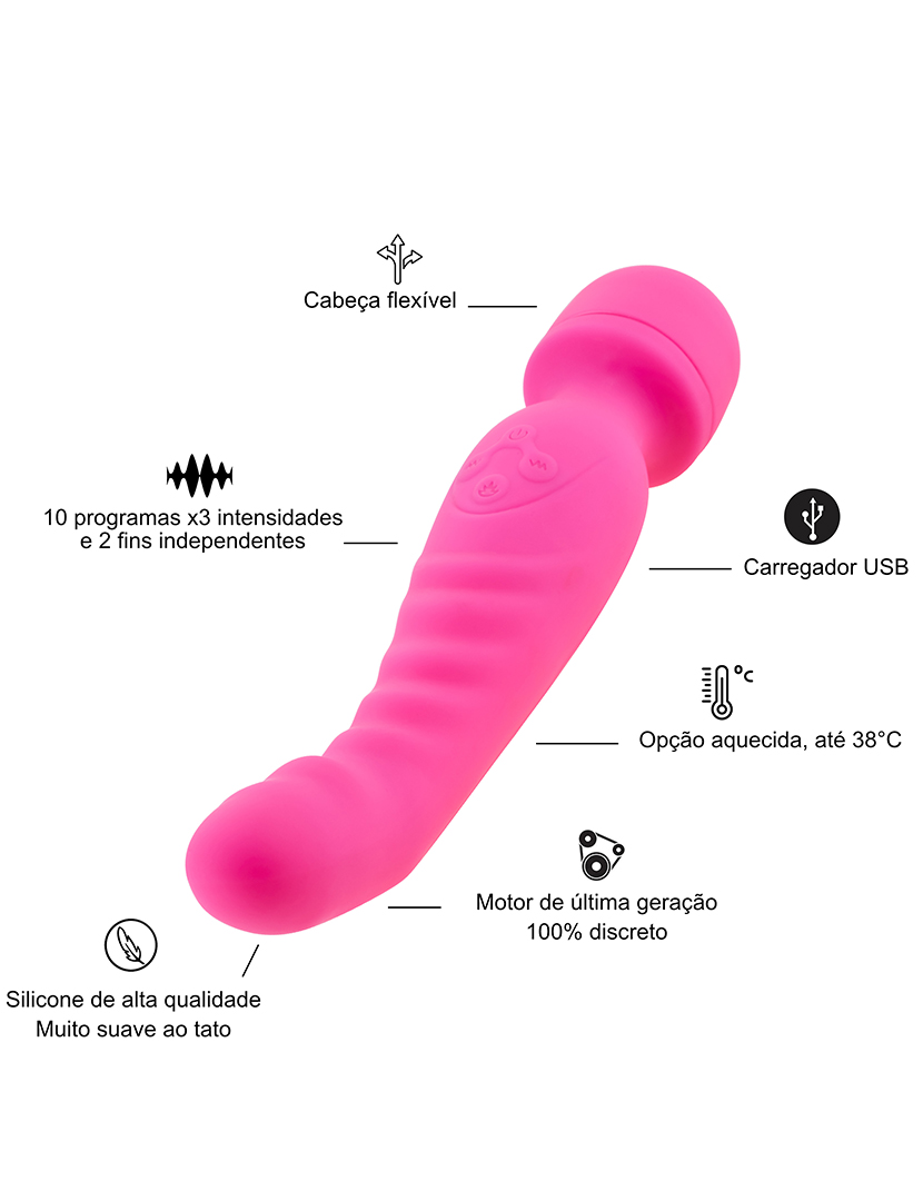 Vibrador Wand - Opção de aquecimento - 7 programas - Rosa