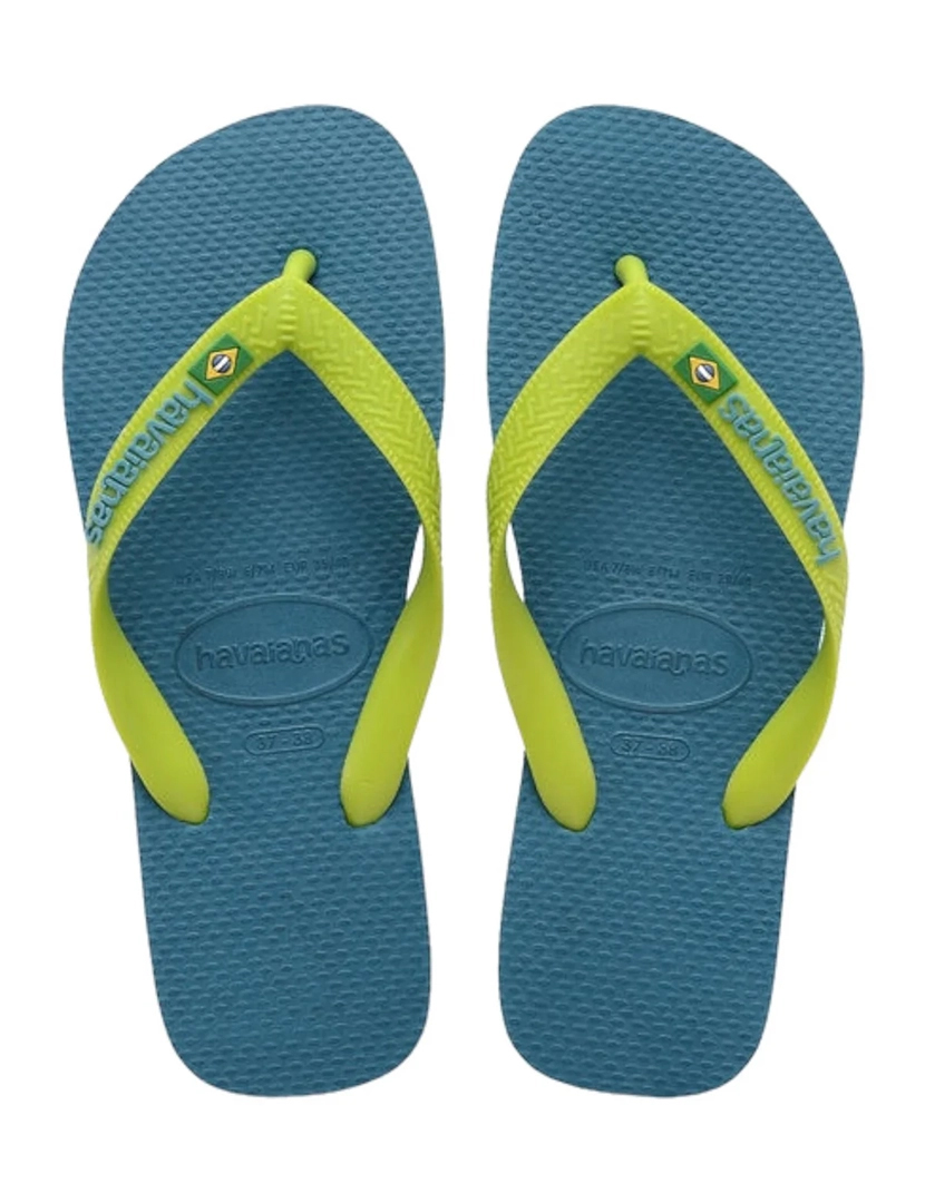 Chinelos Brasil Logo Azul Verde