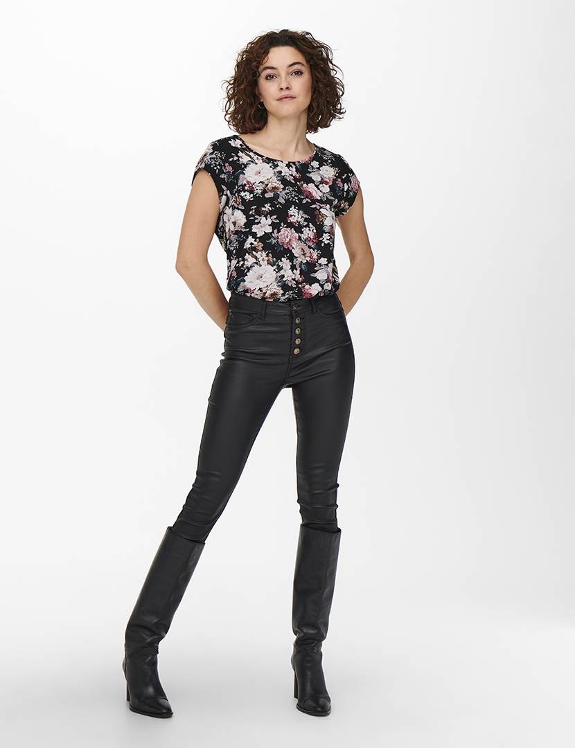 T-Shirt Floral Preto