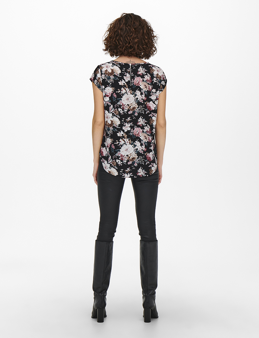 T-Shirt Floral Preto