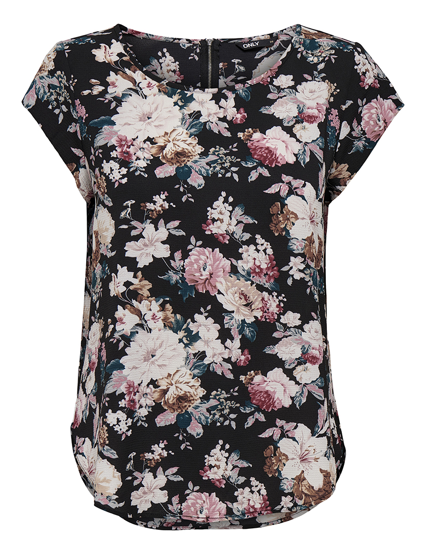 T-Shirt Floral Preto