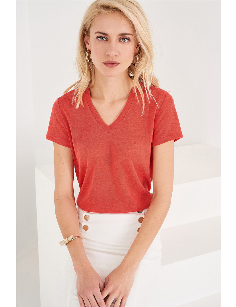 Camisa Senhora Manga Curta Laranja