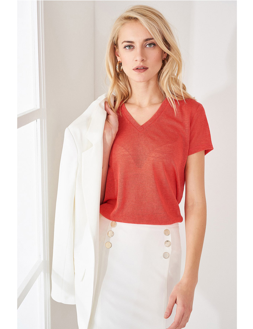 Camisa Senhora Manga Curta Laranja