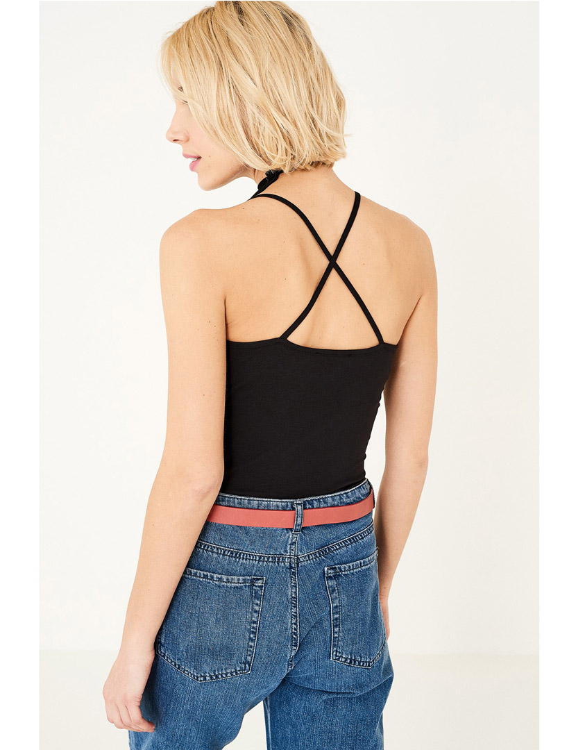 Body Senhora Alças Bordado Preto