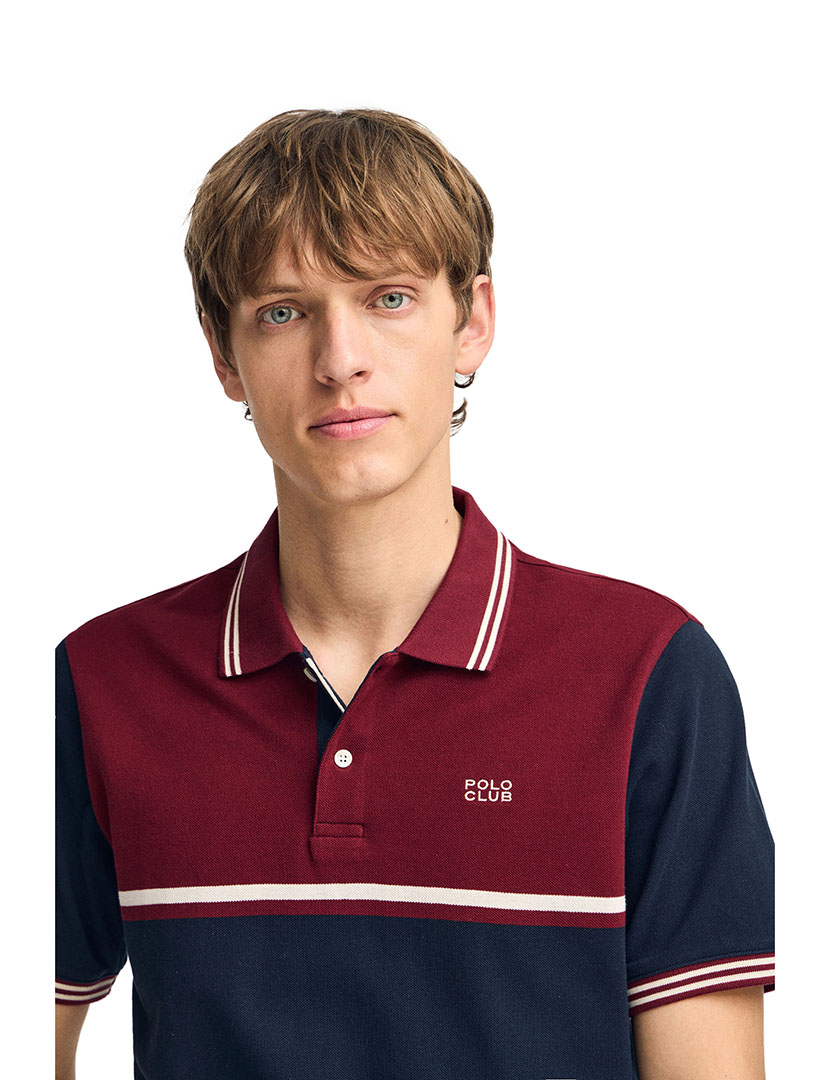 Pólo Veil Vermelho e Azul