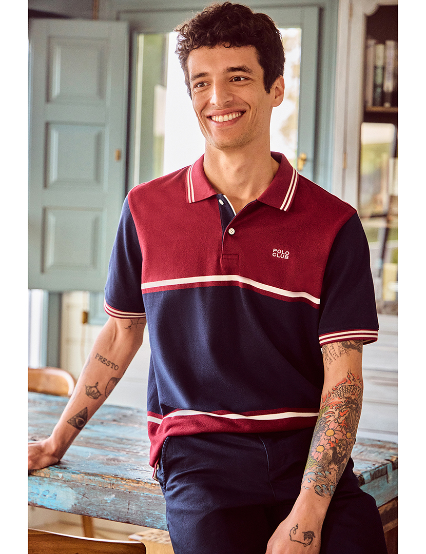 Pólo Veil Vermelho e Azul